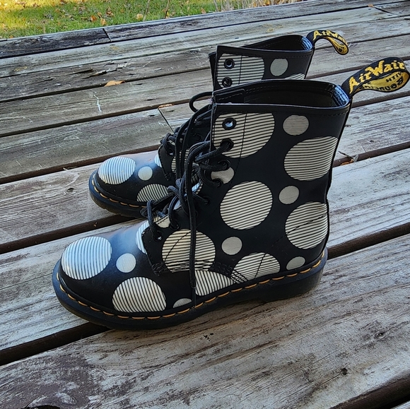 Dr. Martens Shoes - Dr. Martens Black and White Polka Dot Boots